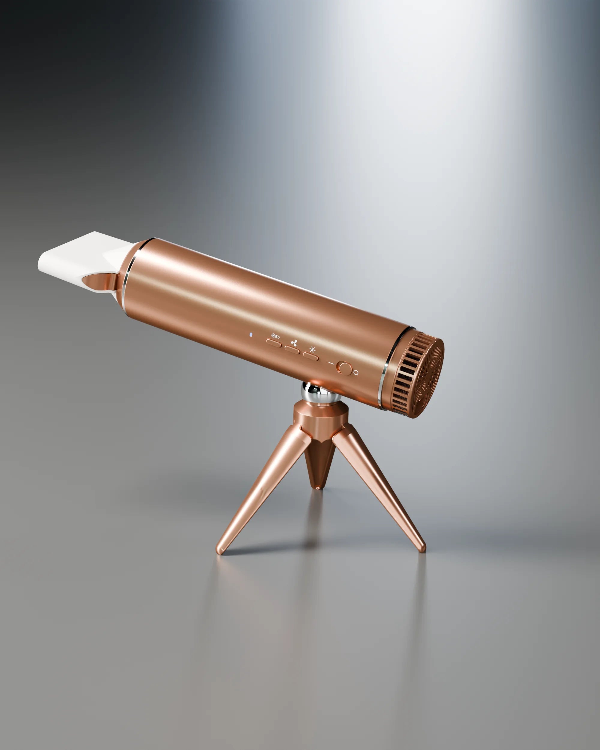 LUNAR hands-free hair dryer on tripod stand, Amber Gold studio shot — LeLunar
